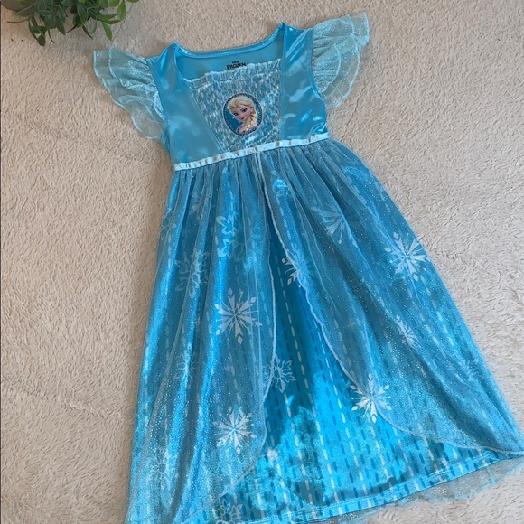 Disney Frozen Blue Nightgown 4T Elsa Sleep EUC Pajamas - Picture 2 of 13